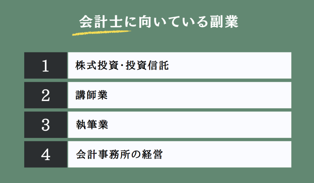 公認会計士に向いている副業4選