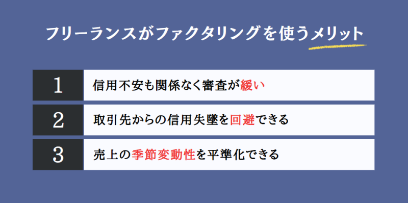 フリーランスがファクタリングを利用する3つのメリット