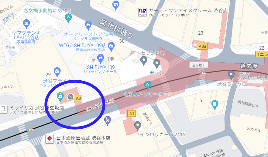 渋谷駅A0出口地図
