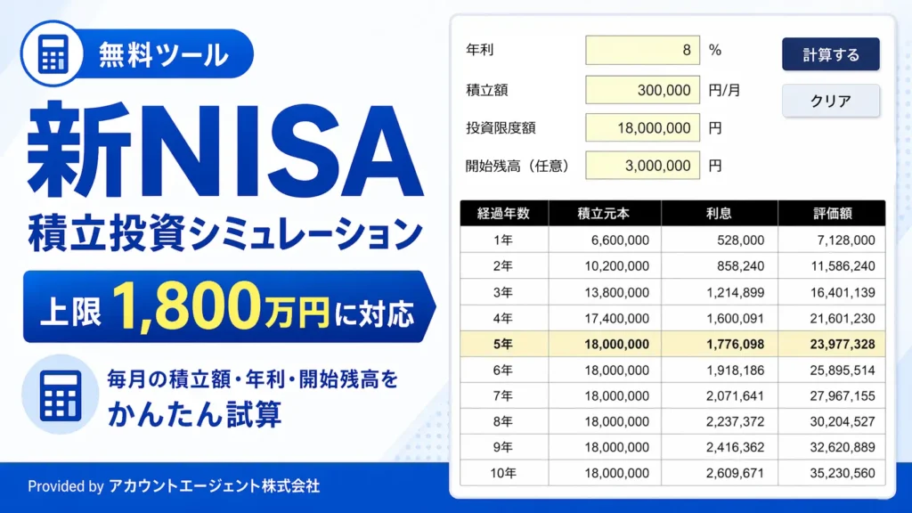 新NISAシミュレーションツール【上限を1800万円で設定可能】