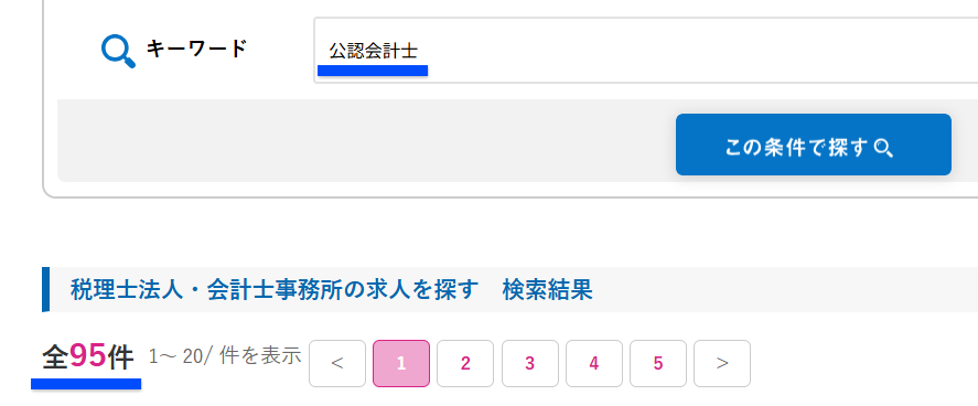 人材スカウトが保有する公認会計士向けの求人数